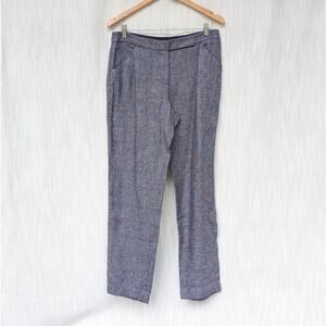 Giorgio Armani Gray Blue Textured High-rise Tailored Fit Trouser Pants